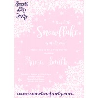 Winter Wonderland Baby Shower Invitation pink,(005)